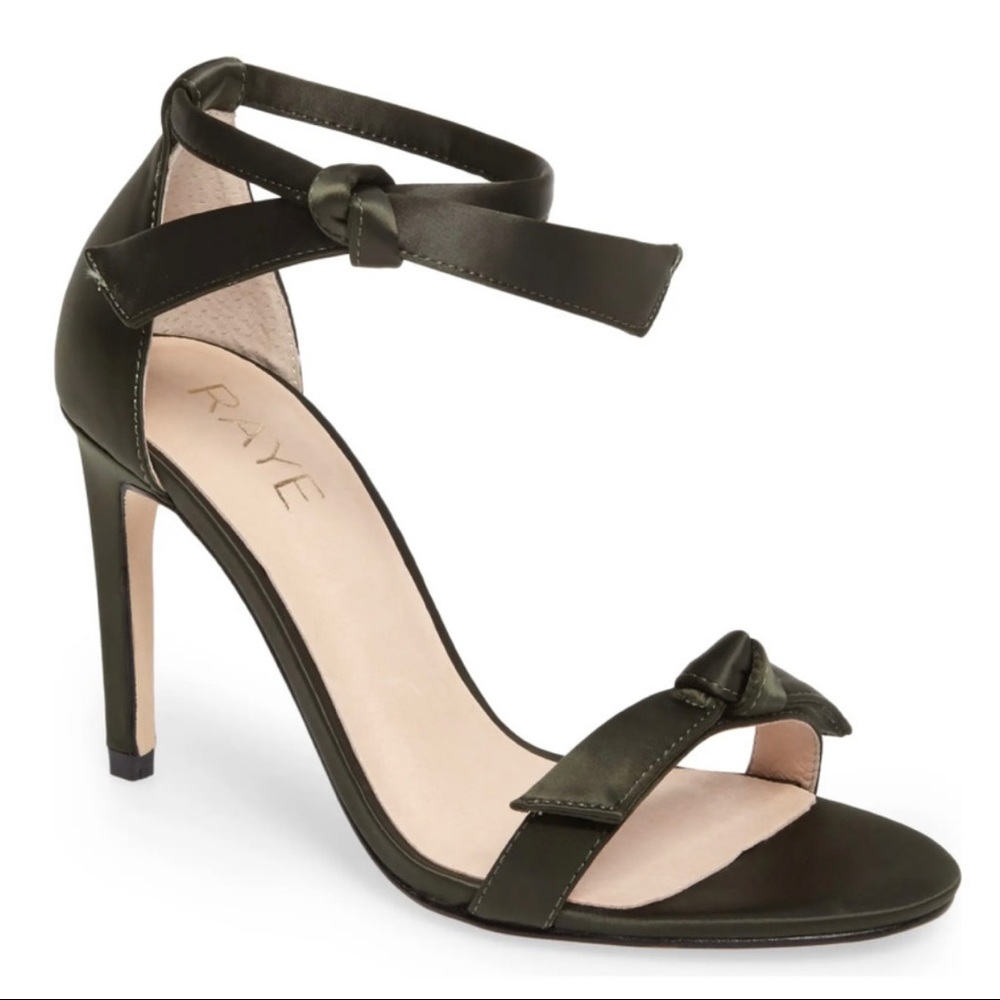 Raye Haya Black Satin Tie Strappy Heels